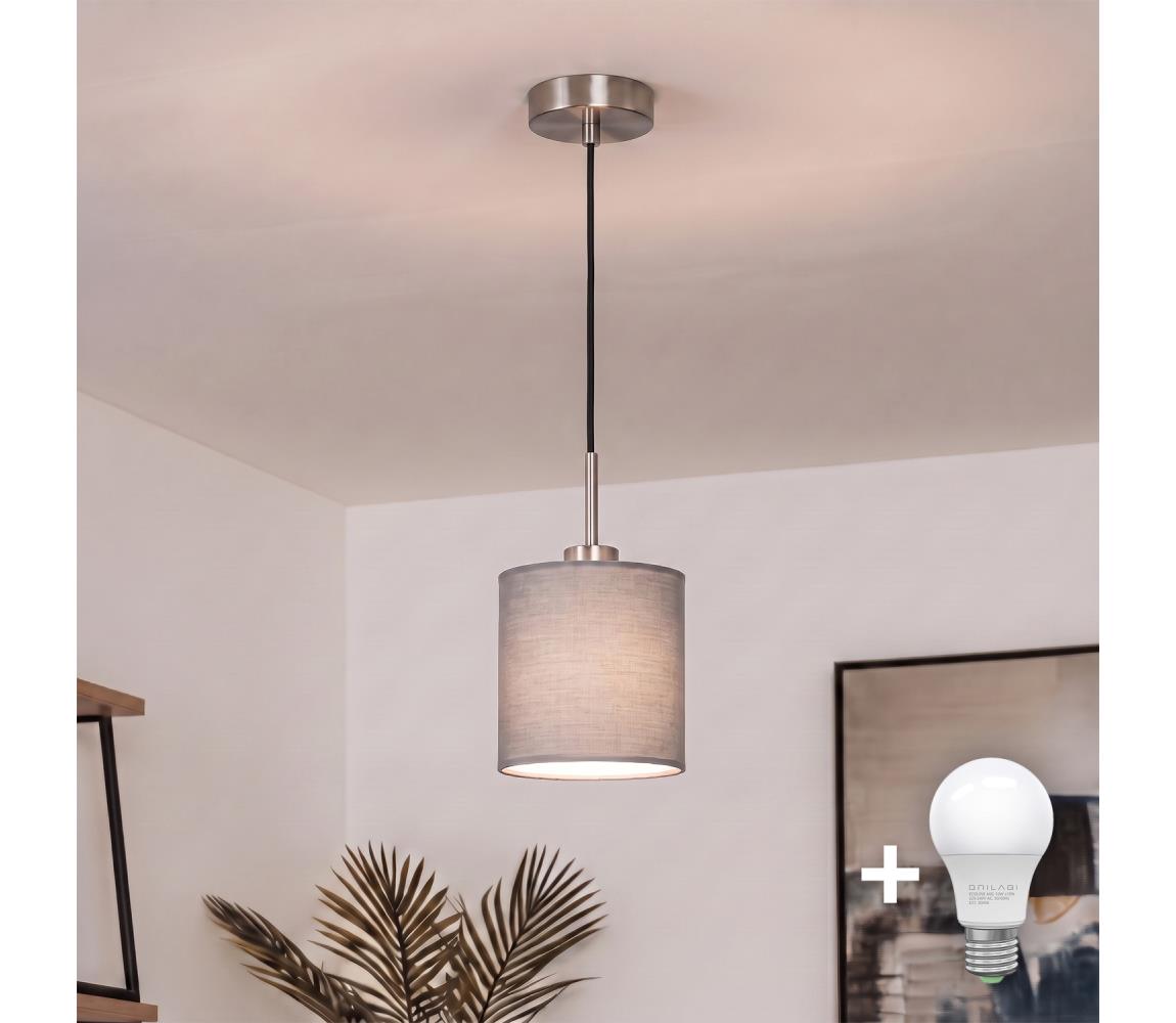 Brilagi - LED Luster na lanku NUBILA 1xE27/60W/230V priem. 14 cm čierna/svetlosivá EG32517+BG2454