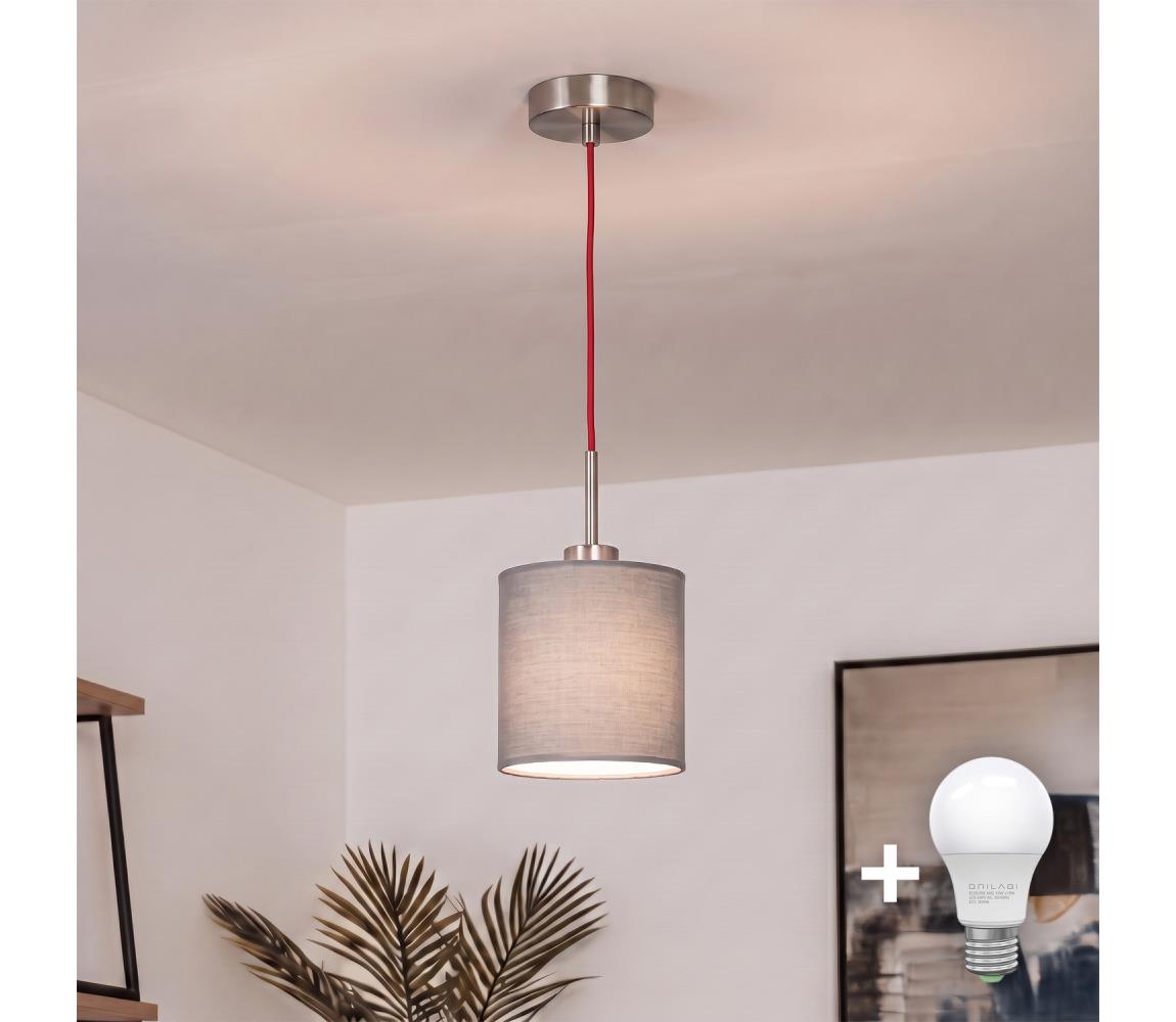 Brilagi - LED luster na lanku NUBILA 1xE27/60W/230V priemer 14 cm červená/svetlosivá EG32516+BG2454