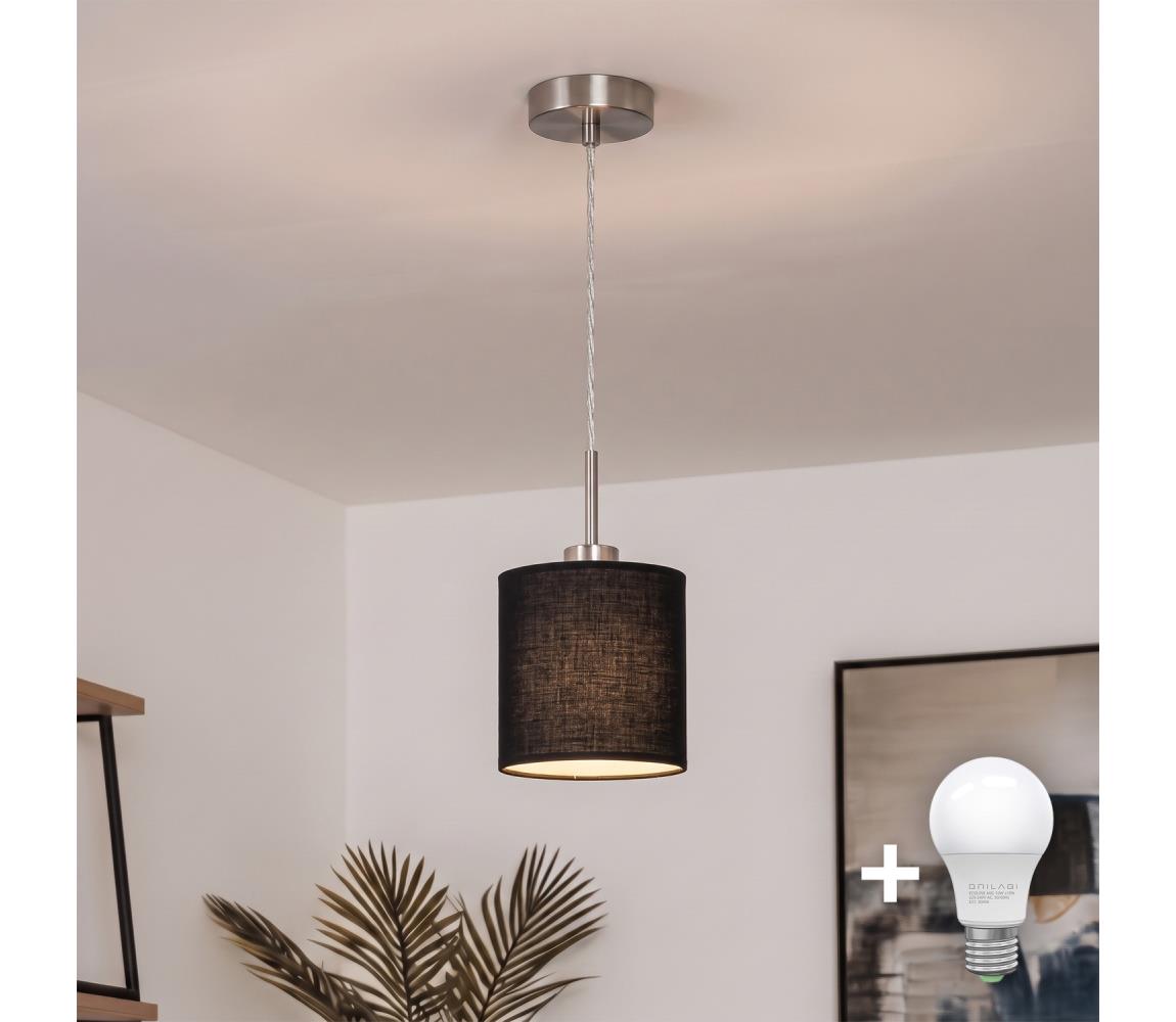 Brilagi - LED luster na lanku NUBILA 1xE27/60W/230V priemer 14 cm čierna EG32515+BG1581