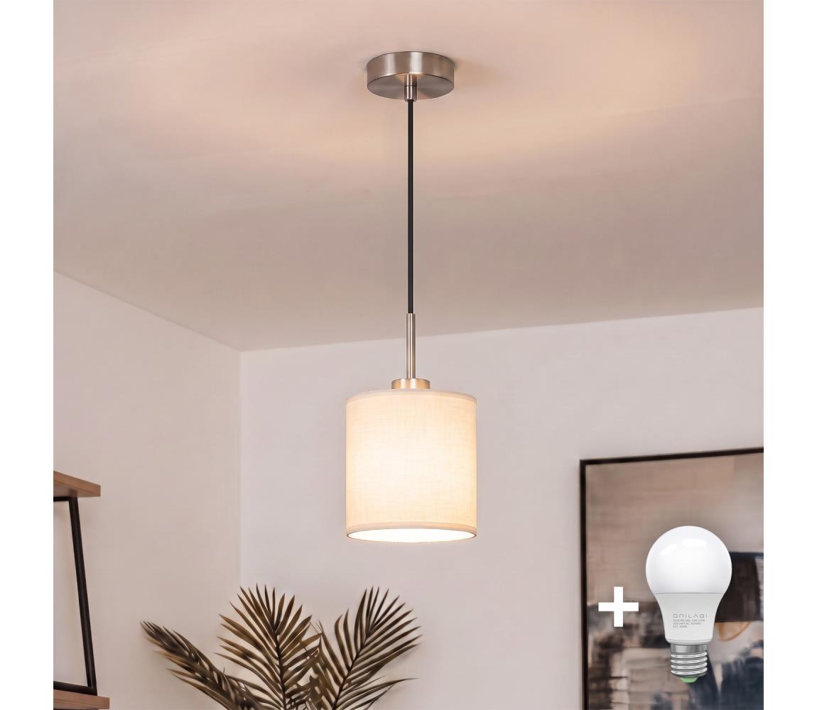 Brilagi - LED luster na lanku NUBILA 1xE27/60W/230V priemer 14 cm čierna/krémová EG32517+BG1585