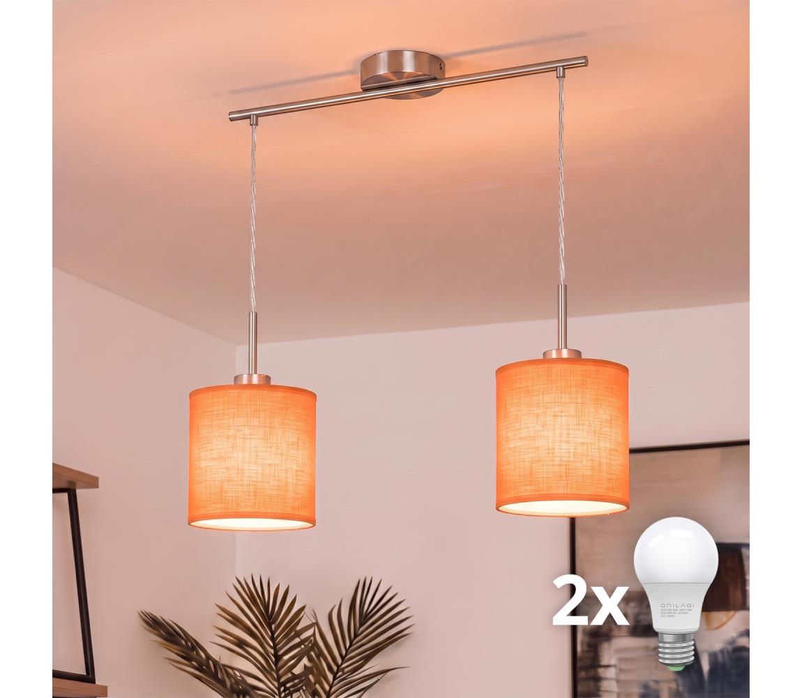 Brilagi - LED luster na lanku NUBILA 2xE27/60W/230V oranžový EG32519+2xBG2453