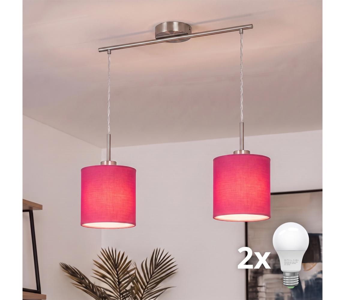 Brilagi - LED luster na lanku NUBILA 2xE27/60W/230V ružový EG32519+2xBG1577