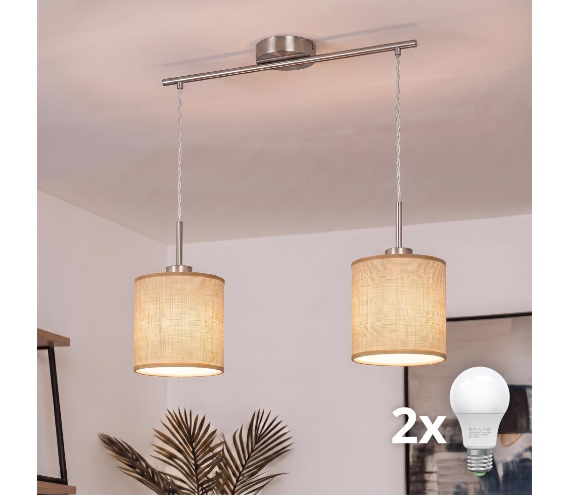 Brilagi - LED luster na lanku NUBILA 2xE27/60W/230V svetlohnedá EG32519+2xBG1584