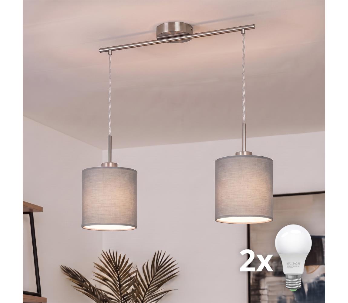Brilagi - LED luster na lanku NUBILA 2xE27/60W/230V svetlosivý EG32519+2xBG2454