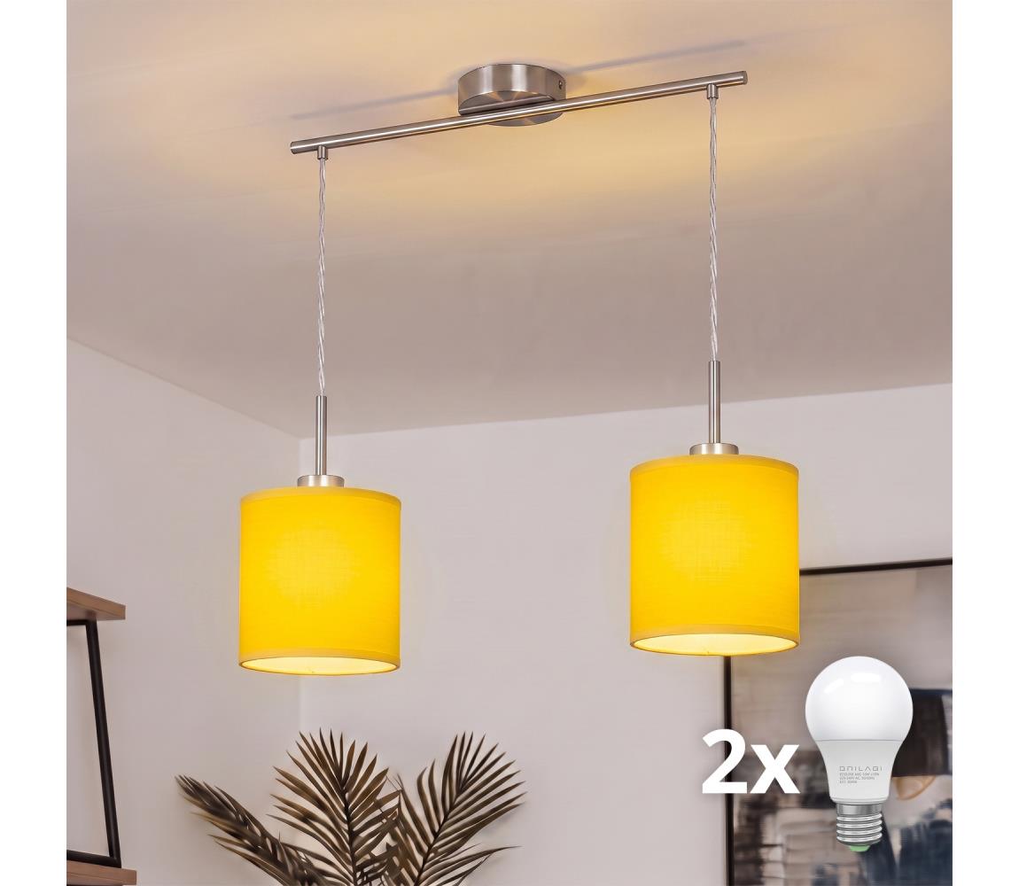 Brilagi - LED luster na lanku NUBILA 2xE27/60W/230V žltý EG32519+2xBG2452