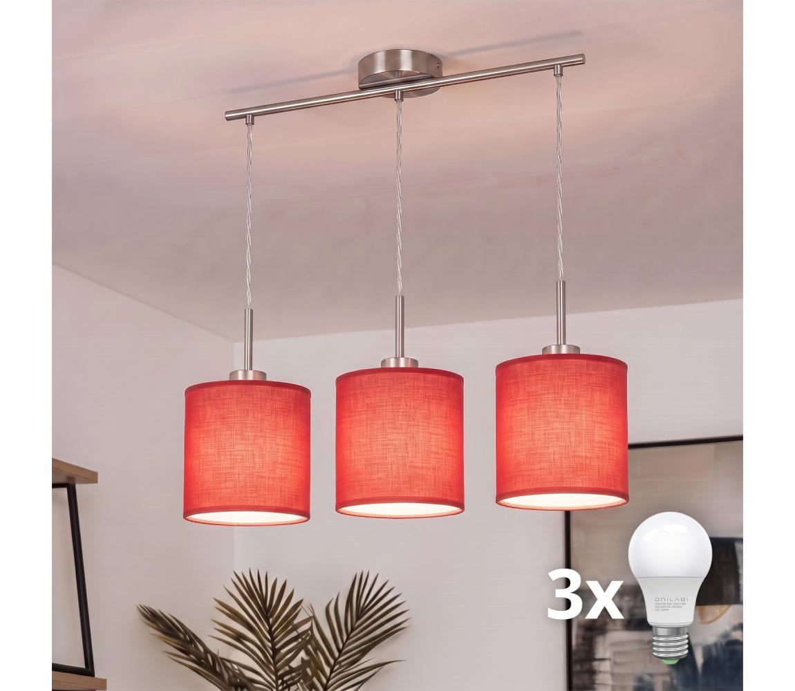 Brilagi - LED luster na lanku NUBILA 3xE27/60W/230V červená EG32521+3xBG1578