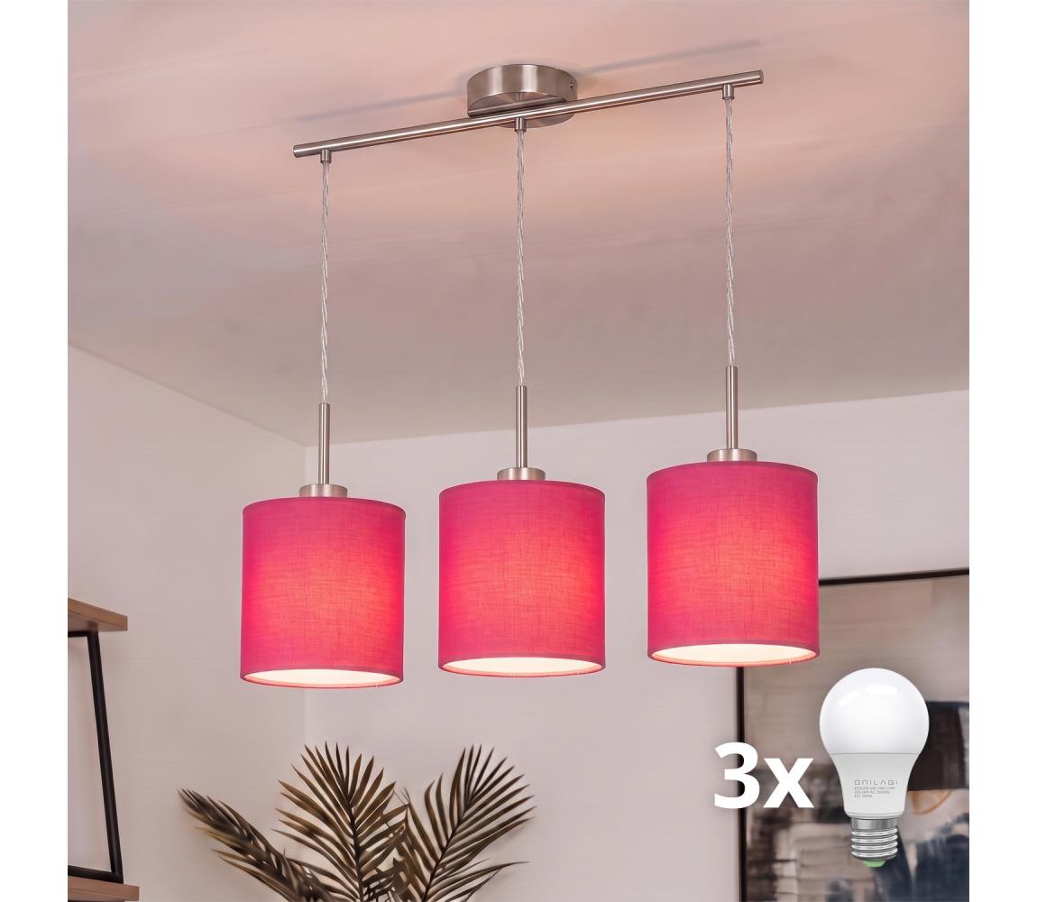 Brilagi - LED luster na lanku NUBILA 3xE27/60W/230V ružový EG32521+3xBG1577