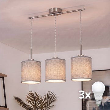 Brilagi - LED luster na lanku NUBILA 3xE27/60W/230V sivý