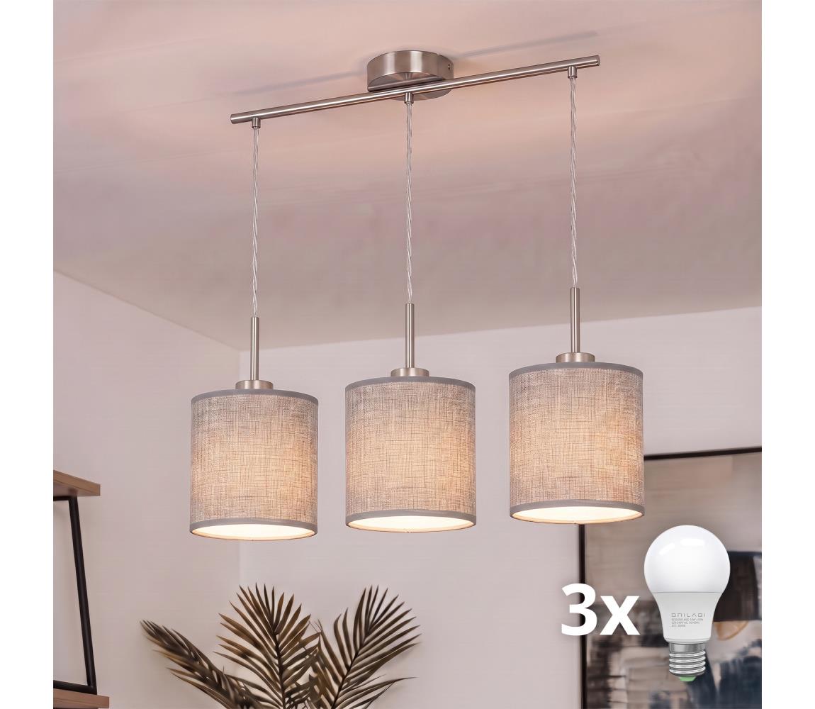 Brilagi - LED luster na lanku NUBILA 3xE27/60W/230V sivý EG32521+3xBG1582