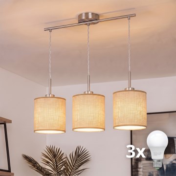 Brilagi - LED luster na lanku NUBILA 3xE27/60W/230V svetlohnedá