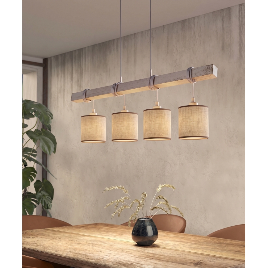 Brilagi - LED luster na lanku NUBILA 4xE27/60W/230V šedá/hnedá