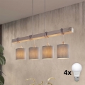 Brilagi - LED luster na lanku NUBILA 4xE27/60W/230V šedá