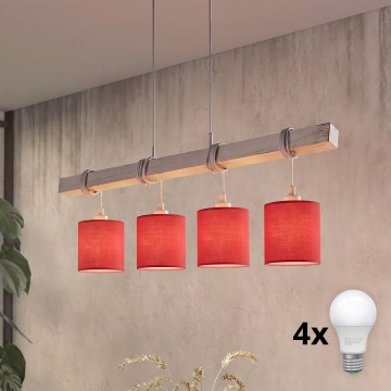 Brilagi - LED luster na lanku NUBILA 4xE27/60W/230V sivá/červená
