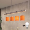 Brilagi - LED luster na lanku NUBILA 4xE27/60W/230V sivá/oranžová