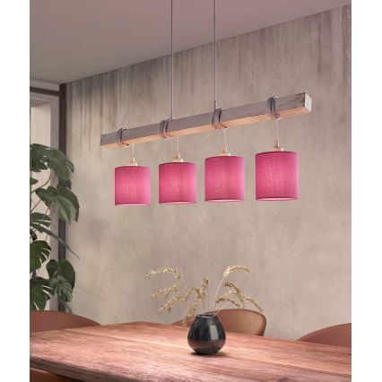 BRILAGI - LED luster na lanku NUBILA 4xE27/60W/230V sivá/ružová