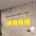 Brilagi - LED luster na lanku NUBILA 4xE27/60W/230V sivá/žltá