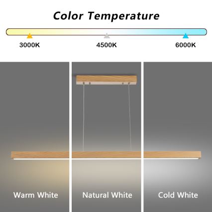 Brilagi - LED luster na lanku OAK LED/30W/230V 3000/4500/6000K dub