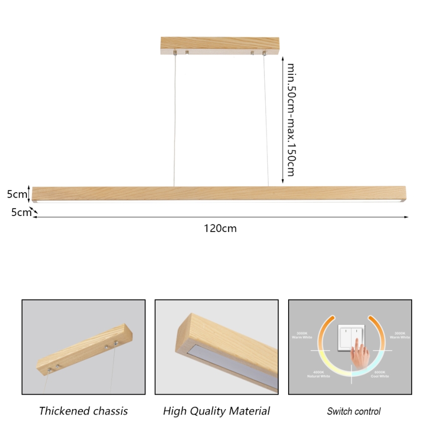 Brilagi - LED luster na lanku OAK LED/30W/230V 3000/4500/6000K dub
