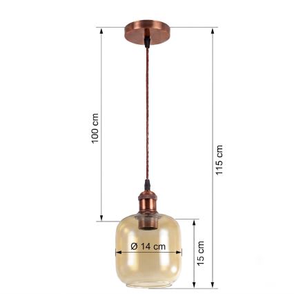 Brilagi - LED luster na lanku RETRO GLASS 1xE27/60W/230V pr. 14 cm biela/dymová hnedá