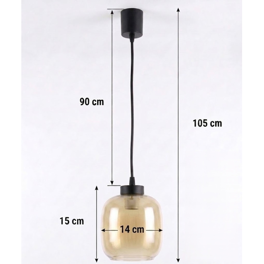 Brilagi - LED luster na lanku RETRO GLASS 1xE27/60W/230V pr. 14 cm čierna/dymovo-hnedá