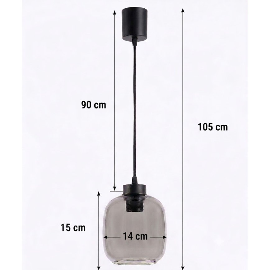 Brilagi - LED luster na lanku RETRO GLASS 1xE27/60W/230V priemer 14 cm čierna/dymovo-šedá