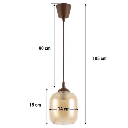 Brilagi - LED luster na lanku RETRO GLASS 1xE27/60W/230V pr. 14 cm hnedá/dymovo-hnedá