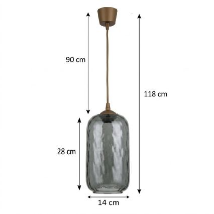 Brilagi - LED luster na lanku RETRO GLASS 1xE27/60W/230V pr. 14 cm hnedá/dymovo sivá