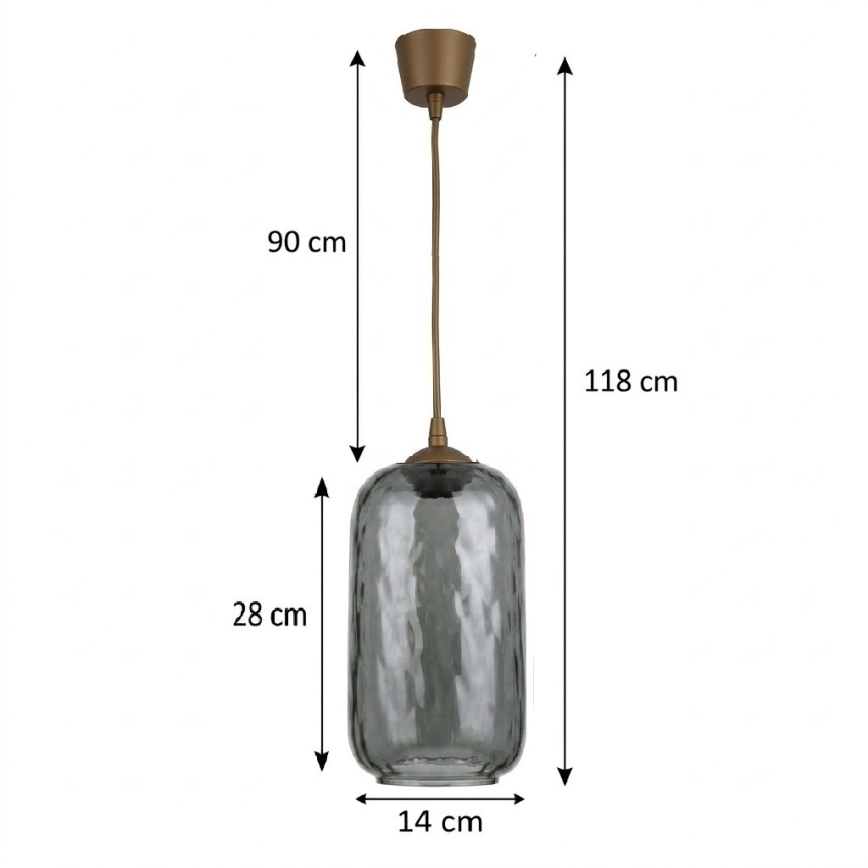 Brilagi - LED luster na lanku RETRO GLASS 1xE27/60W/230V pr. 14 cm hnedá/dymovo sivá