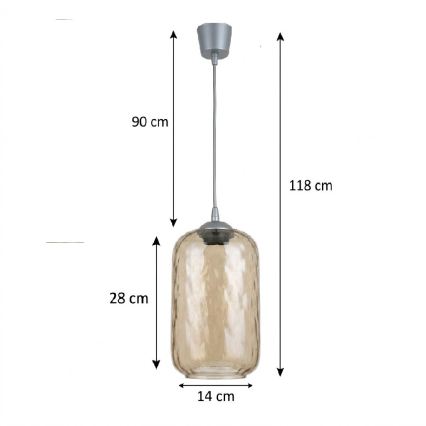 Brilagi - LED luster na lanku RETRO GLASS 1xE27/60W/230V pr. 14 cm strieborná/dymová hnedá