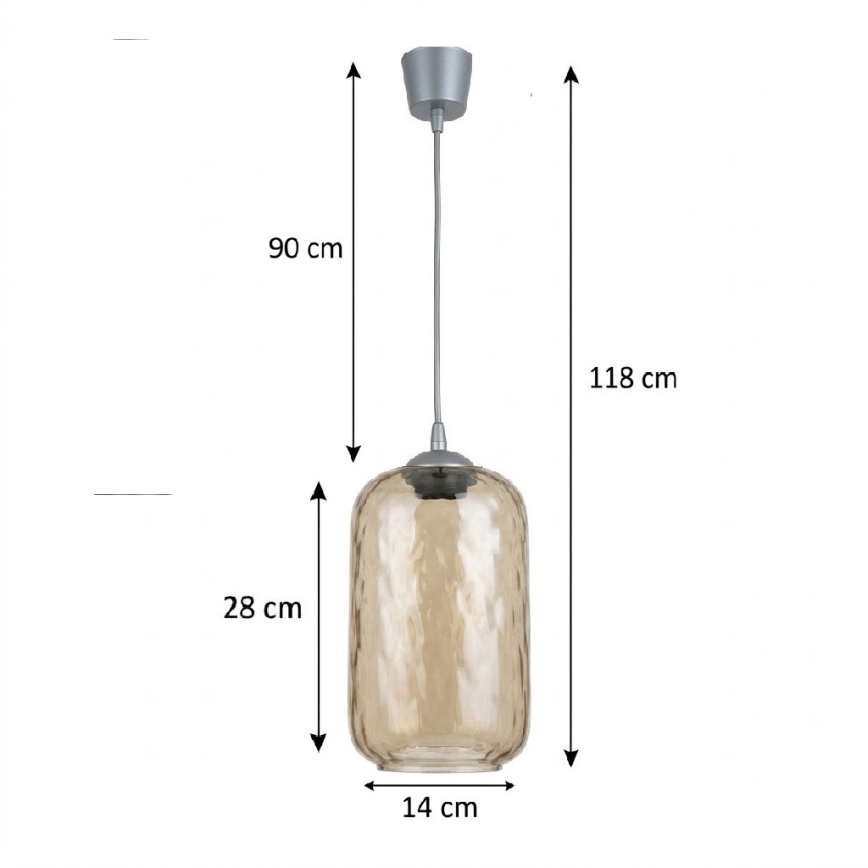 Brilagi - LED luster na lanku RETRO GLASS 1xE27/60W/230V pr. 14 cm strieborná/dymová hnedá