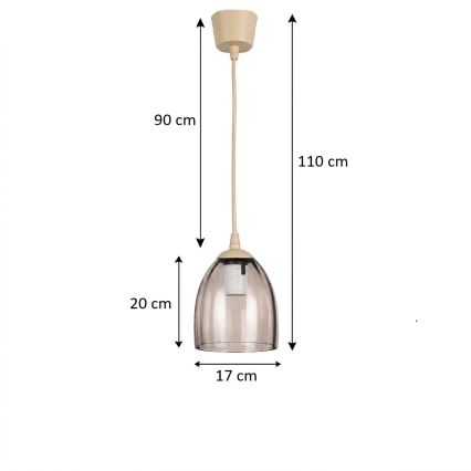 BRILAGI - LED luster na lanku RETRO GLASS 1xE27/60W/230V pr. 17 cm béžová/dymová béžová