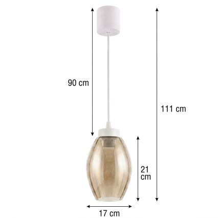 Brilagi - LED závesný luster na lane RETRO GLASS 1xE27/60W/230V priem. 17 cm biela/dymovo-béžová