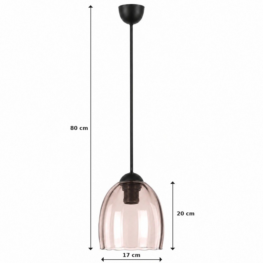 BRILAGI - LED luster na lanku RETRO GLASS 1xE27/60W/230V priemer 17 cm čierna/dymová béžová