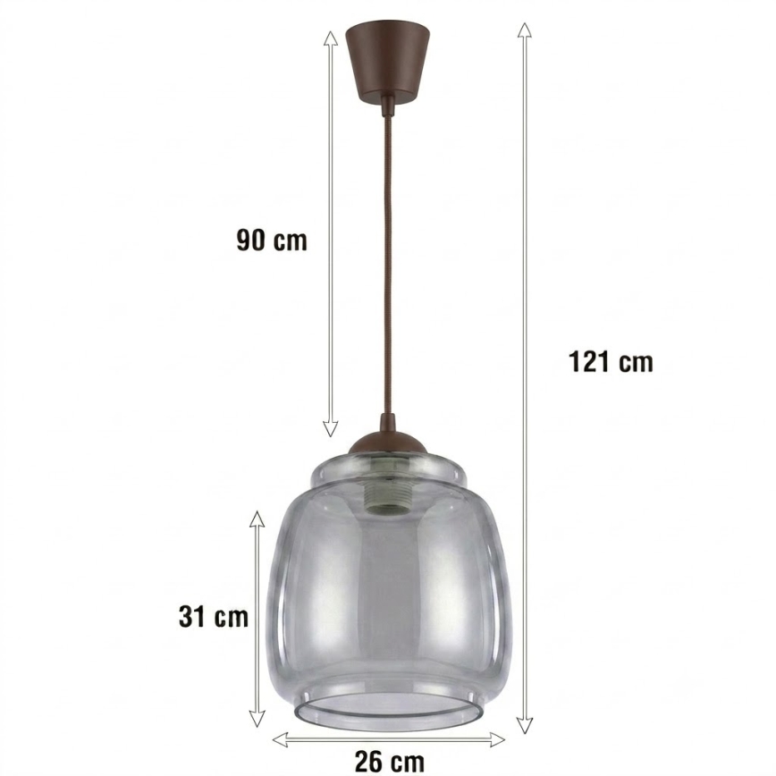 Brilagi - LED luster na lanku RETRO GLASS 1xE27/60W/230V pr. 26 cm hnedá/dymovo-sivá