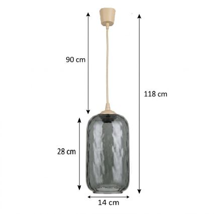 Brilagi - LED luster na lanku RETRO SKLO 1xE27/60W/230V priemer 14 cm béžová/dymová sivá