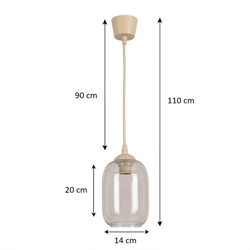 Brilagi - LED luster na lane RETRO GLASS 1xE27/60W/230V priemer 14 cm béžová/dymová sivá
