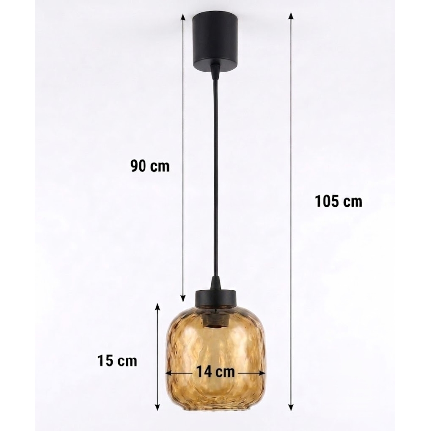 Brilagi - LED luster na lanku RETRO GLASS 1xE27/60W/230V pr. 14 cm čierna/dymová hnedá