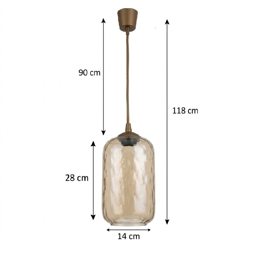 Brilagi - LED luster na lanku RETRO GLASS 1xE27/60W/230V priemer 14 cm hnedá/dymová hnedá