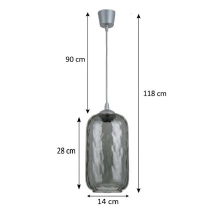 Brilagi - LED luster na lanku RETRO GLASS 1xE27/60W/230V priemer 14 cm strieborná/dymová šedá
