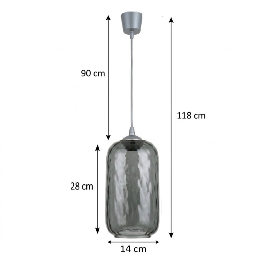 Brilagi - LED luster na lanku RETRO GLASS 1xE27/60W/230V priemer 14 cm strieborná/dymová šedá