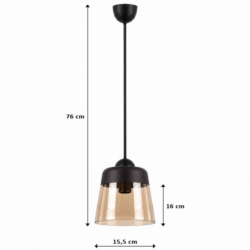 BRILAGI - LED luster na lanku RETRO GLASS 1xE27/60W/230V pr. 15,5 cm čierna/dymová béžová