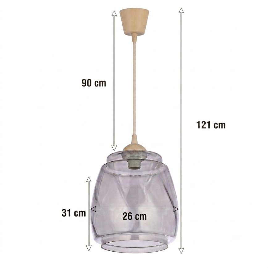 Brilagi - LED luster na lanku RETRO GLASS 1xE27/60W/230V pr. 26 cm béžová/dymová sivá