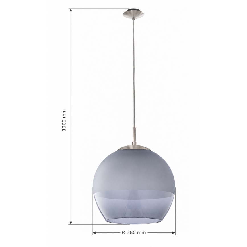 BRILAGI - LED závesné svietidlo na lanku RETRO GLASS 1xE27/60W/230V priemer 38 cm matný chróm/dymová šedá
