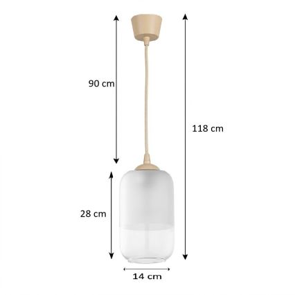 Brilagi - LED luster na lanku RETRO GLASS 1xE27/60W/230V pr. 14 cm béžová/biela