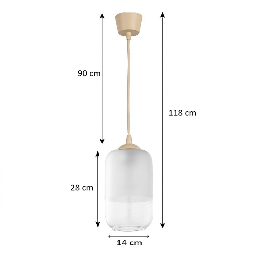 Brilagi - LED luster na lanku RETRO GLASS 1xE27/60W/230V pr. 14 cm béžová/biela