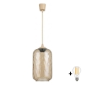 Brilagi - LED luster na lanku RETRO GLASS 1xE27/60W/230V pr. 14 cm béžová/dymovo-hnedá