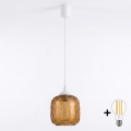 Brilagi - LED luster na lanku RETRO GLASS 1xE27/60W/230V pr. 14 cm biela/dymová hnedá