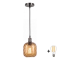 BRILAGI - LED Luster na lanku RETRO GLASS 1xE27/60W/230V pr. 14 cm čierna/dymovo-hnedá