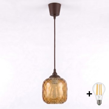 Brilagi - LED luster na lanku RETRO GLASS 1xE27/60W/230V pr. 14 cm hnedá/dymová hnedá