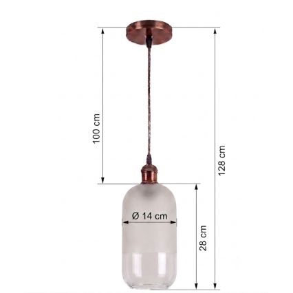 BRILAGI - LED luster na lanku RETRO GLASS 1xE27/60W/230V pr. 14 cm medená/biela